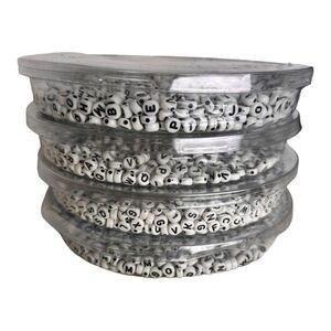 Letter Beads Round Friendship Bracelets 4mm Swifties 2000 Beads Black & White